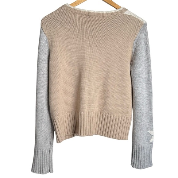 Splendid Mally Colorblock Star Knit Pullover Sweater Women’s Size XS Cream Gray - Picture 6 of 8